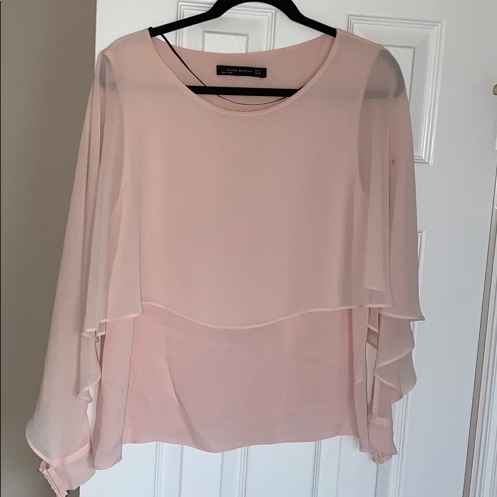 2 Zara blouses - 1 light pink 1 emerald green